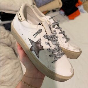 Stylish White and Silver Women's Sneakers